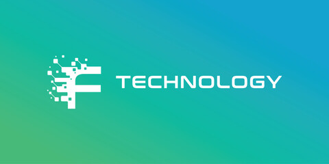 Letter F logo design for technology