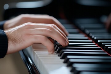 Obraz premium Close-up of hands playing a piano. (1)