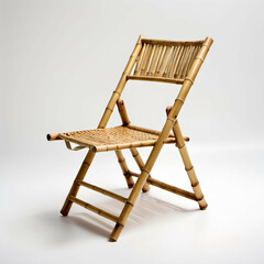 Bamboo Folding Chair: A lightweight folding chair made of sustainable bamboo, set against a white background.