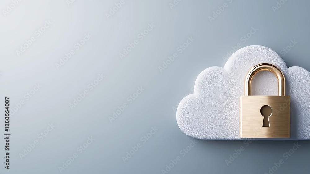 Aufkleber cloud with a padlock represents digital security and data protection in online networks and advanced