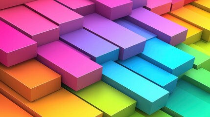 Obraz premium Colorful Abstract Geometric Shapes Stacked in Vibrant Gradient Layers