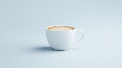 Minimalist White Cup with Coffee on Light Surface