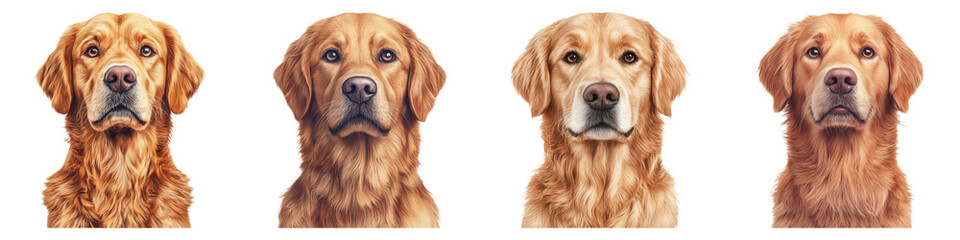 Gentle Golden Retriever Portraits in Soft Watercolor Style