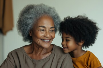 Warm, joyful moment between grandmother and grandchild, showcasi