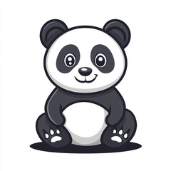 Naklejka premium Cute Cartoon Panda Bear Illustration Sitting Happy Expression