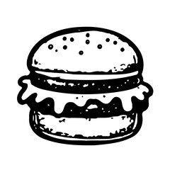 Monochrome Burger Illustration with Dripping Sauce