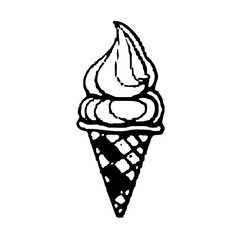 Monochrome Ice Cream Cone Sketch Illustration