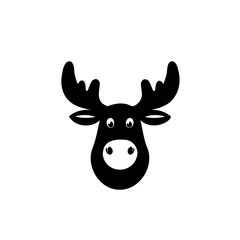 Minimalist Moose Head Vector Silhouette Design