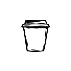 Drawn Takeaway Coffee Cup, Expressive Ink Style