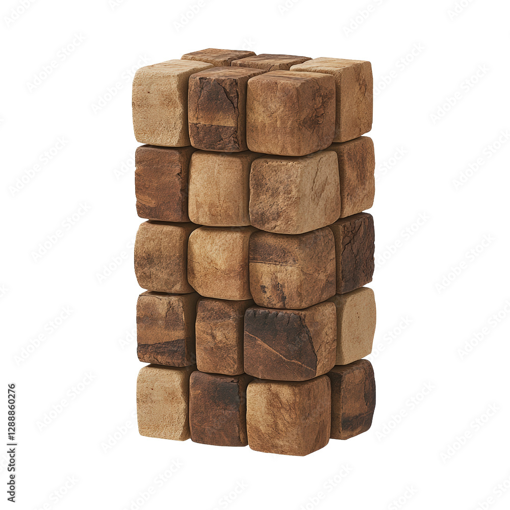 Poster stack of smooth stones arranged in a balanced formation on a sandy beach with ocean waves in backgro