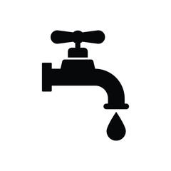 Water faucet black vector icon design against a white background