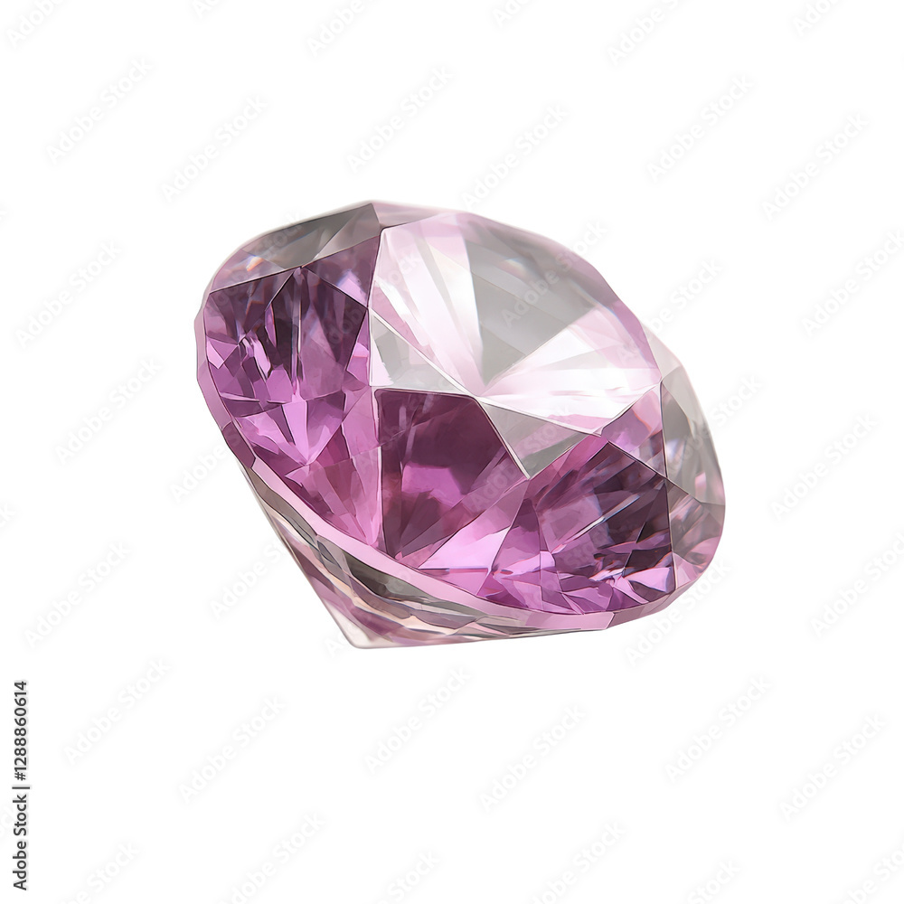 Poster pink diamond gemstone on a black background with intricate facets and reflections highlighting its b