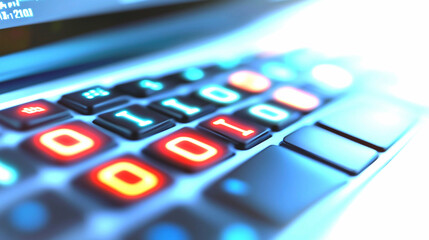 Obraz premium Close Up of Illuminated Binary Calculator Keys