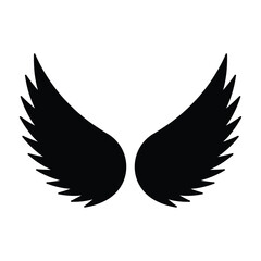 Wings black and white flat vector icon and symbol design
