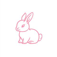 Obraz premium Pink Line Art Bunny Rabbit Illustration
