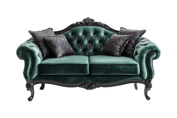 Modern luxury comfortable sofa isolated on a transparent background.