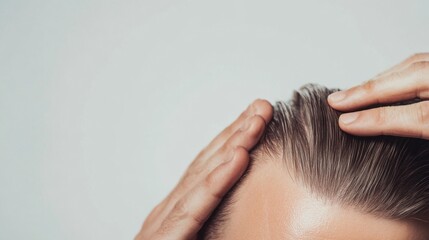 Naklejka premium Hair restoration session in a sleek beauty clinic. Featuring natural regrowth solutions and effective treatments