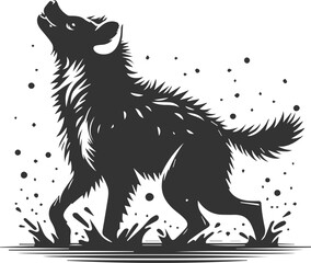 A hyena shaking off its fur after a swim vector animal silhouette