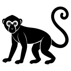 Monkey Silhouette Icon Vector Graphic on White Background.