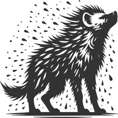 A hyena shaking off its fur after a swim vector animal silhouette