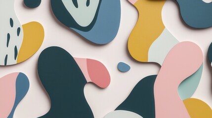Colorful Abstract Shapes on White Background for Creative Design