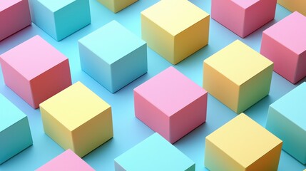 Obraz premium Colorful geometric cubes arranged in a playful flat lay composition