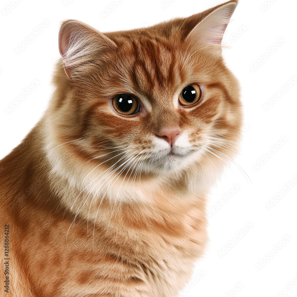 Poster cat with white nose on black background in a minimalist portrait style image isolated on transparent