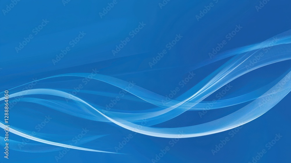 Wall mural abstract blue background with flowing lines and soft curves design