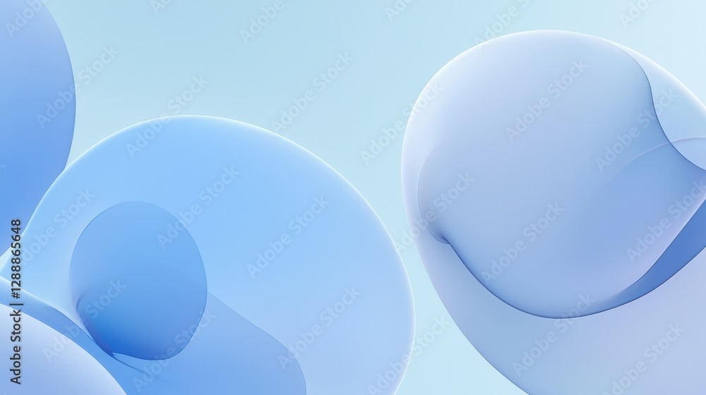 Wall mural abstract blue shapes on soft background with smooth curves and texture