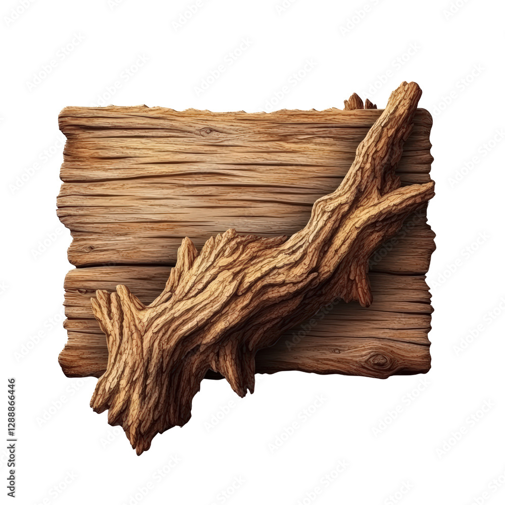 Poster piece of wood displayed on a black background showcasing natural texture and grain pattern isolated 