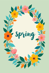 Obraz premium Floral Spring Wreath With Teal Lettering 