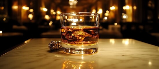 Whiskey on the Rocks in Luxurious Setting