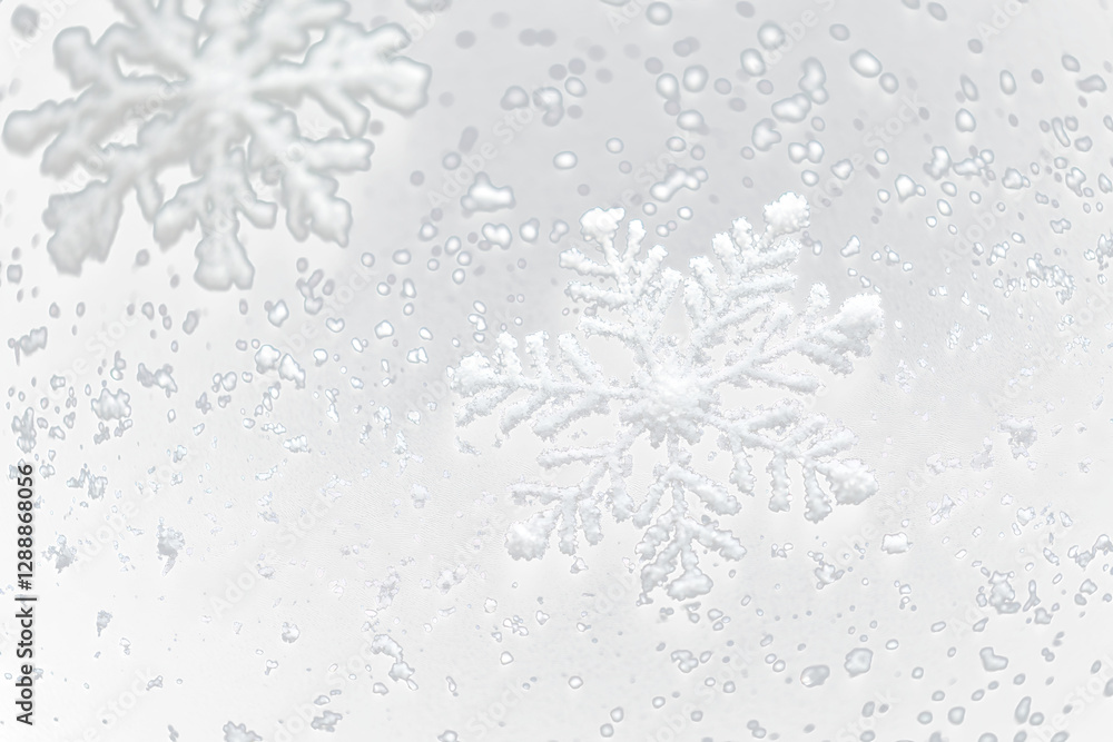 Poster white snowflakes on transparent background with snow.