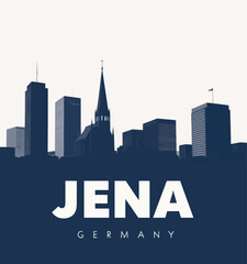 Fototapeta premium Jena, Germany skyline silhouette with towering church spire