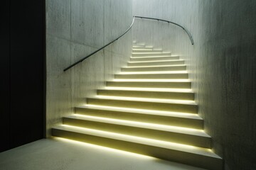 Obraz premium Illuminated staircase creates modern ambiance with sleek concret
