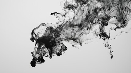 Swirling black smoke creates an abstract pattern against a light backdrop in a captivating display of movement and form