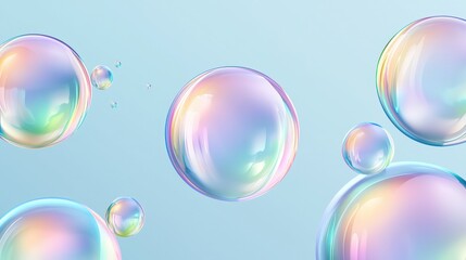 Colorful Soap Bubbles Floating on a Gentle Background with Soft Hues