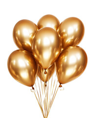 Isolated Golden Helium Balloons Isolated with Ties