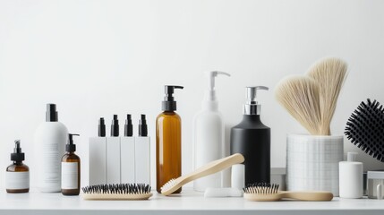 Hair restoration solution in a modern bathroom. Featuring self-application tools and step-by-step guidance