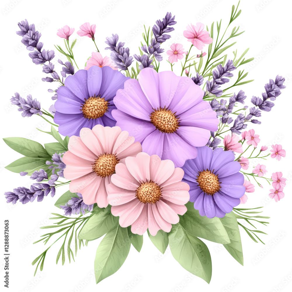 Poster collection of colorful flowers with transparent background for graphic design and digital projects i