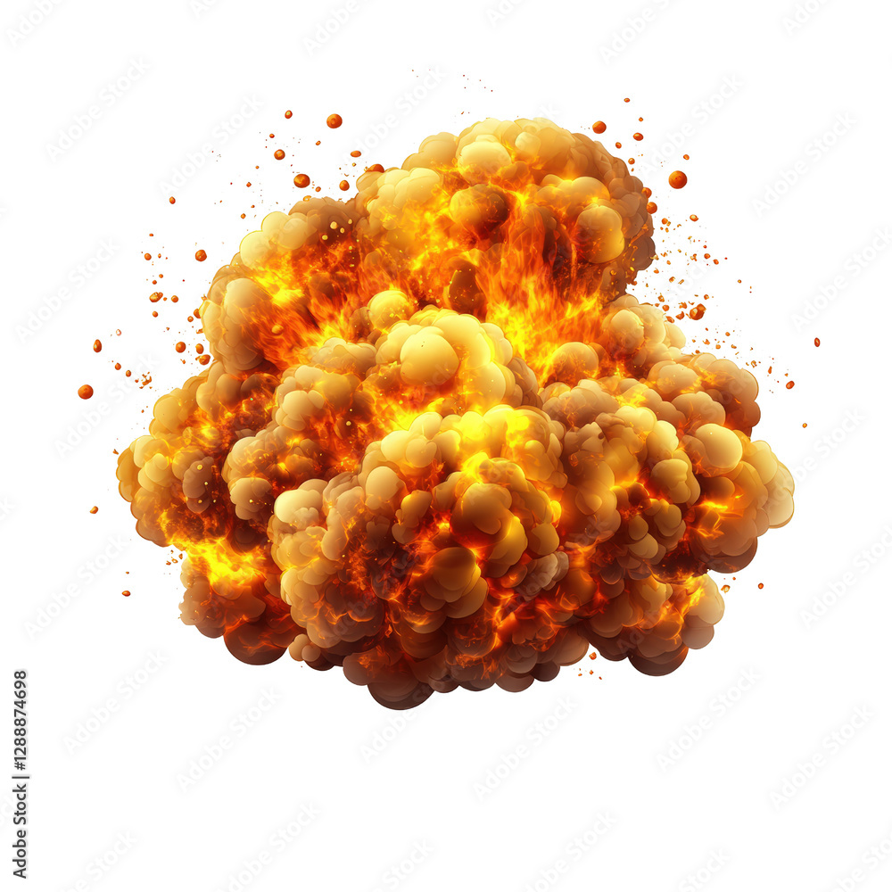 Poster bright orange and yellow flames on a dark background creating a dramatic fire effect isolated on tra