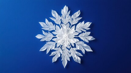 Delicate white snowflake design on blue background