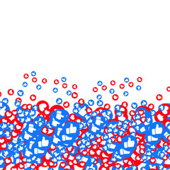 social media react emoji icons scattered on a white background. This design represents social media reactions. 