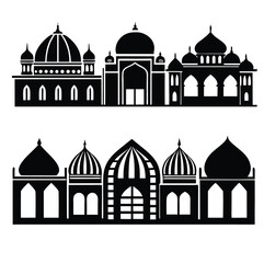 Mosque silhouettes isolated 02 set design