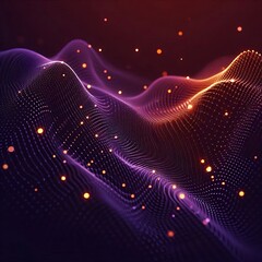 A minimal, 
full mesh pattern
 with 
glowing dots
 in a line