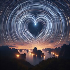 heart shape view of stars in the sky