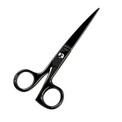 Isolated Stylish Black Metal Scissors with Modern Design
