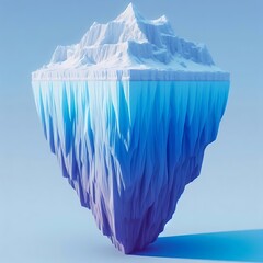 A 3D animation style image of 
an iceberg 
