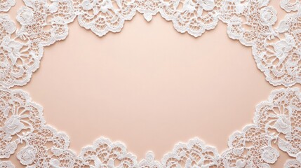 White Lace Border on Peach Background Design