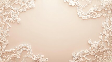 Elegant Beige Background with White Lace Border